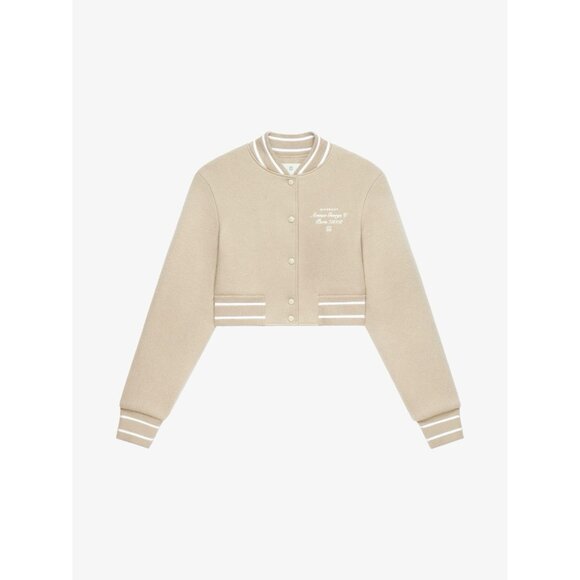 Givenchy Cropped Varsity Jacket Natural Wool Small